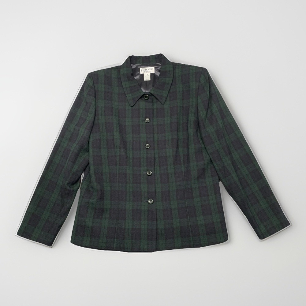 Vintage Pendleton Tartan Plaid Wool Blazer & Pencil Skirt Suit Set Size 14 USA - Picture 11 of 16